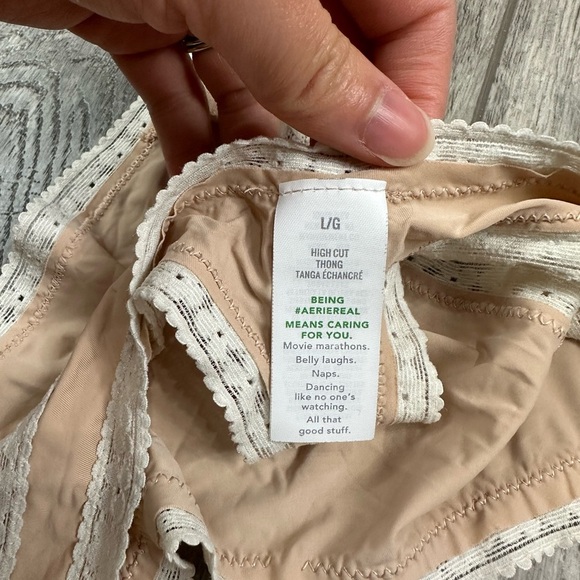 Aerie Tan Lace High Leg Thong - Picture 8 of 9